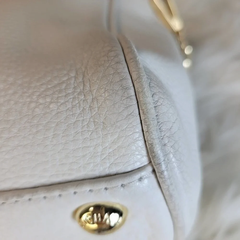 Michael Kors Vanilla Knox Tassel Genuine Leather Medium Satchel